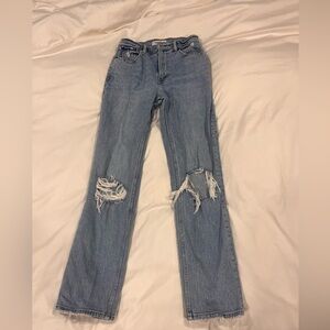 Abercrombie & Fitch Light Blue Distressed Straight Leg Jeans